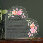 TO MY BEAUTIFUL WIFE HEART ACRYLIC PLAQUE
