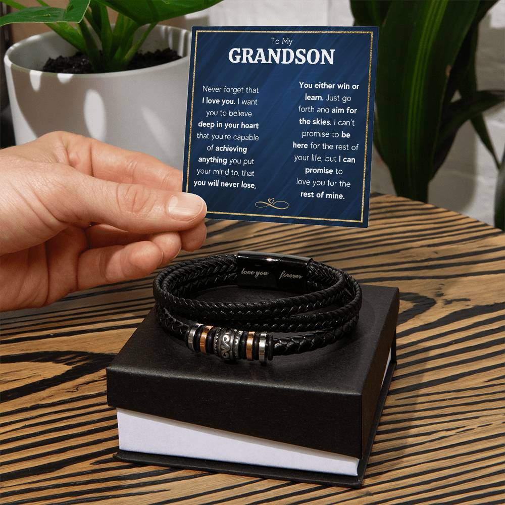 Love You Forever To My Grandson Bracelet Achieve Anything
